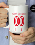 Mug with the Freiburg 2026-27 Away football shirt design by RIPA Football