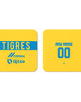 Coaster with the Tigres 2022-23 Home football shirt design by RIPA Football