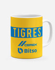 Mug with the Tigres 2022-23 Home football shirt design by RIPA Football