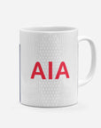 Mug with the Tottenham Hotspur 2024-25 Home football shirt design by RIPA Football