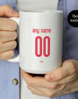 Mug with the Tottenham Hotspur 2024-25 Home football shirt design by RIPA Football