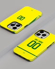 Phone case with the Brazil 2002 Home football shirt design by RIPA Football