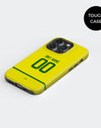 Phone case with the Brazil 2002 Home football shirt design by RIPA Football