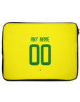 Laptop sleeve with the Brazil 2002 Home football shirt design by RIPA Football