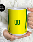 Mug with the Brazil 2002 Home football shirt design by RIPA Football