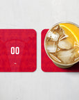 Coaster with the Belgium 2026 Home football shirt design by RIPA Football