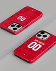 Phone case with the Belgium 2026 Home football shirt design by RIPA Football