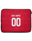 Laptop sleeve with the Belgium 2026 Home football shirt design by RIPA Football