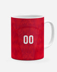 Mug with the Belgium 2026 Home football shirt design by RIPA Football