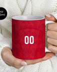 Mug with the Belgium 2026 Home football shirt design by RIPA Football