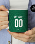 Mug with the Iraq 2026 Away football shirt design by RIPA Football