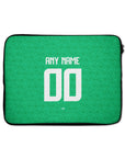 Laptop sleeve with the Ireland 2024 Home football shirt design by RIPA Football