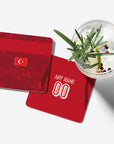 Coaster with the Turkey 2026 Away football shirt design by RIPA Football