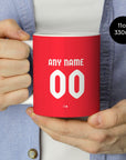 Mug with the Kaiserslautern 2026-27 Home football shirt design by RIPA Football