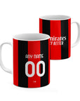 Mug with the AC Milan 2026-27 Home football shirt design by RIPA Football