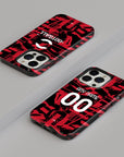Phone case with the AC Milan 2026-27 Prematch football shirt design by RIPA Football