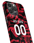 Phone case with the AC Milan 2026-27 Prematch football shirt design by RIPA Football