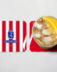 Coaster with the Atlético Madrid 2026-27 Home football shirt design by RIPA Football