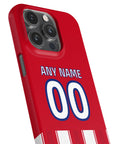 Phone case with the Atlético Madrid 2026-27 Home football shirt design by RIPA Football