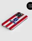 Phone case with the Atlético Madrid 2026-27 Home football shirt design by RIPA Football