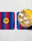 Coaster with the Barcelona 2026-27 Home football shirt design by RIPA Football
