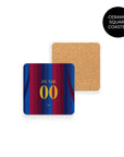 Coaster with the Barcelona 2026-27 Home football shirt design by RIPA Football