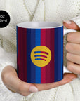 Mug with the Barcelona 2026-27 Home football shirt design by RIPA Football