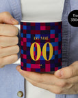 Mug with the Barcelona 2026-27 Prematch football shirt design by RIPA Football