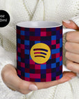 Mug with the Barcelona 2026-27 Prematch football shirt design by RIPA Football