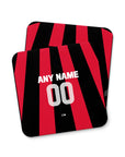 Coaster with the Bayer 04 Leverkusen 2026-27 Home football shirt design by RIPA Football