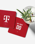 Coaster with the Bayern Munich 2026-27 Home football shirt design by RIPA Football