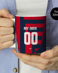 Mug with the Bayern Munich 2026-27 Prematch football shirt design by RIPA Football