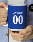 Mug with the Chelsea 2026-27 Prematch football shirt design by RIPA Football