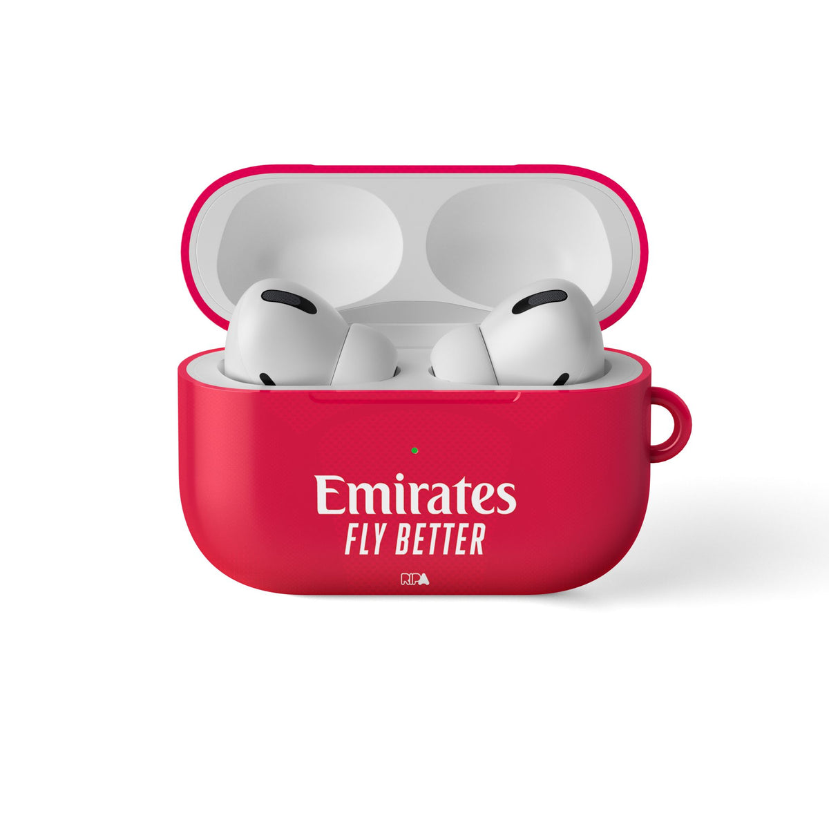 AirPods case with the Arsenal 2026-27 Home football shirt design by RIPA Football