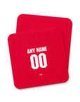 Coaster with the Arsenal 2026-27 Home football shirt design by RIPA Football