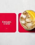 Coaster with the Arsenal 2026-27 Home football shirt design by RIPA Football