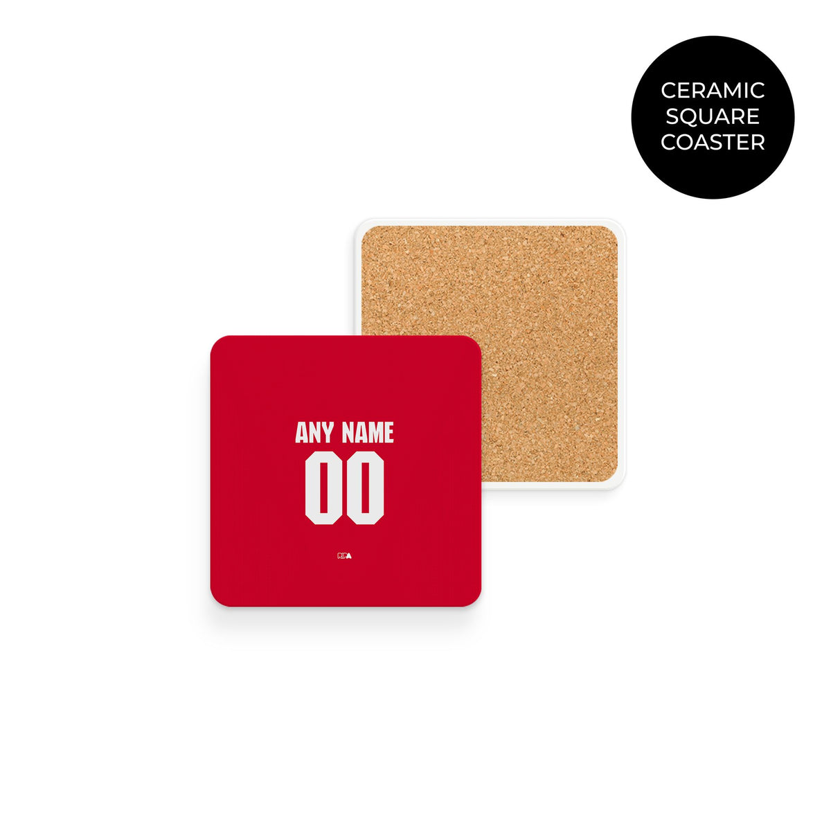 Coaster with the Arsenal 2026-27 Home football shirt design by RIPA Football