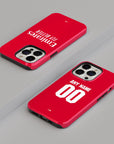 Phone case with the Arsenal 2026-27 Home football shirt design by RIPA Football