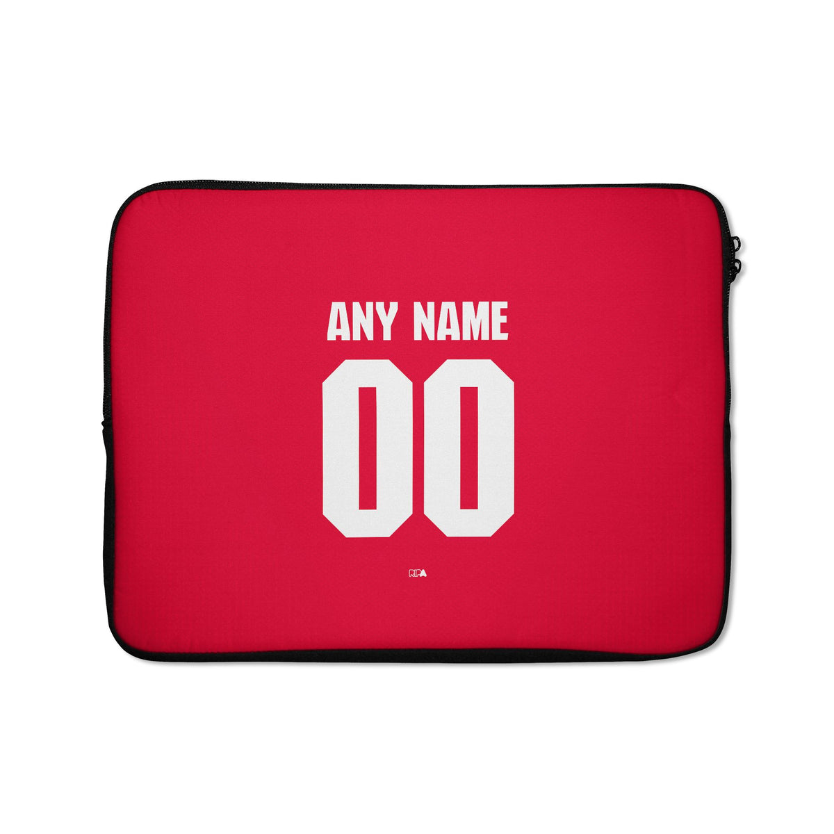 Laptop sleeve with the Arsenal 2026-27 Home football shirt design by RIPA Football
