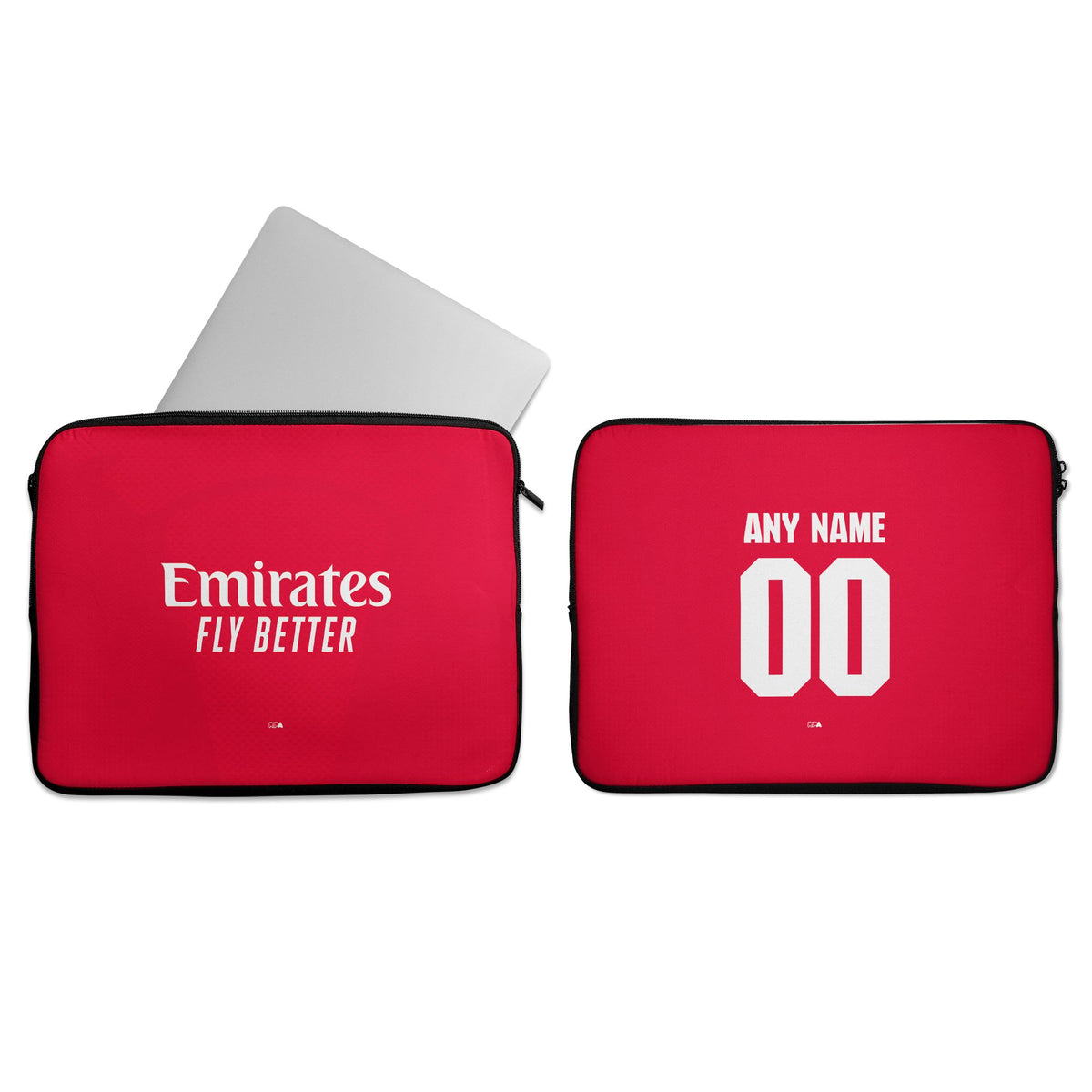 Laptop sleeve with the Arsenal 2026-27 Home football shirt design by RIPA Football