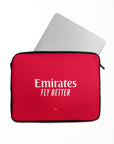 Laptop sleeve with the Arsenal 2026-27 Home football shirt design by RIPA Football