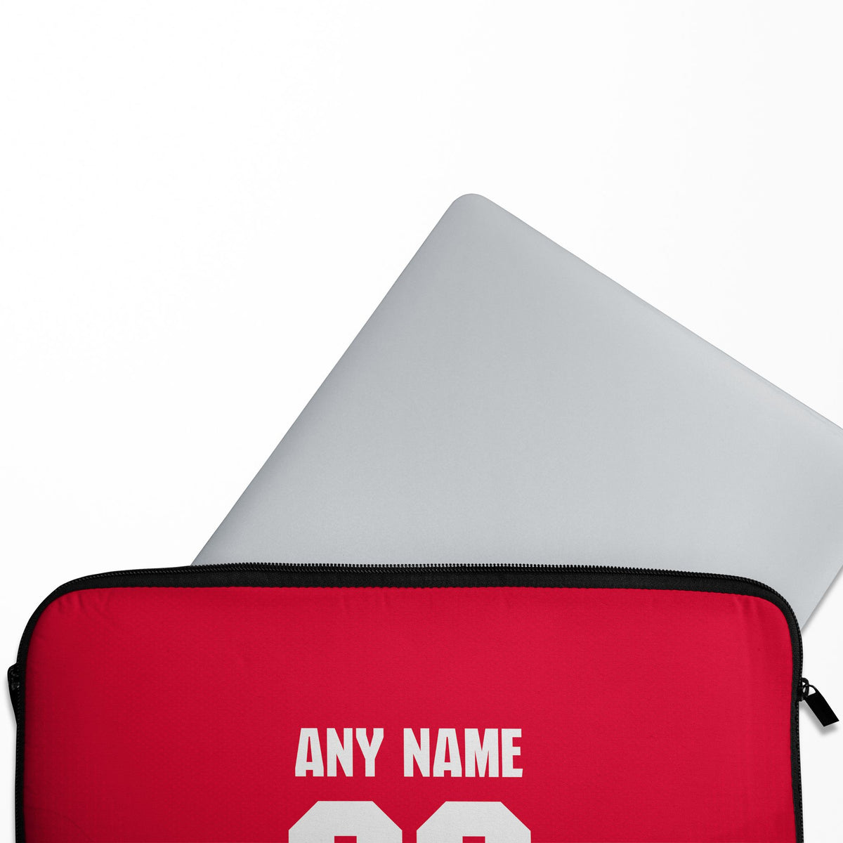 Laptop sleeve with the Arsenal 2026-27 Home football shirt design by RIPA Football