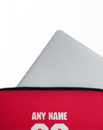Laptop sleeve with the Arsenal 2026-27 Home football shirt design by RIPA Football