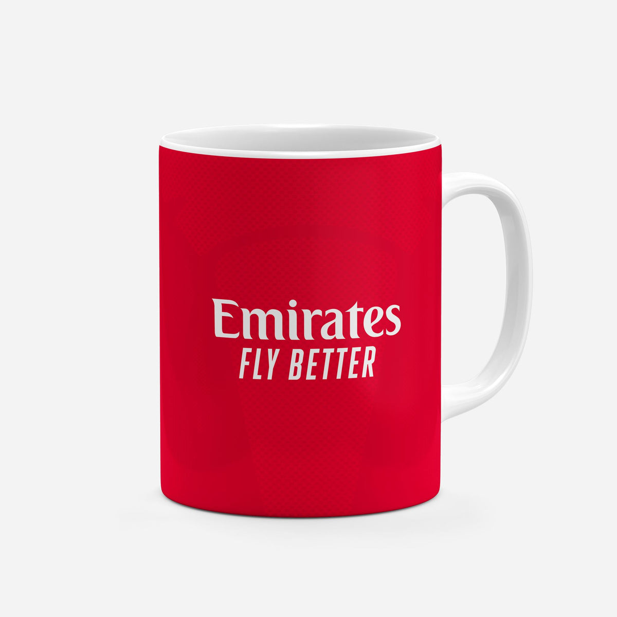 Mug with the Arsenal 2026-27 Home football shirt design by RIPA Football