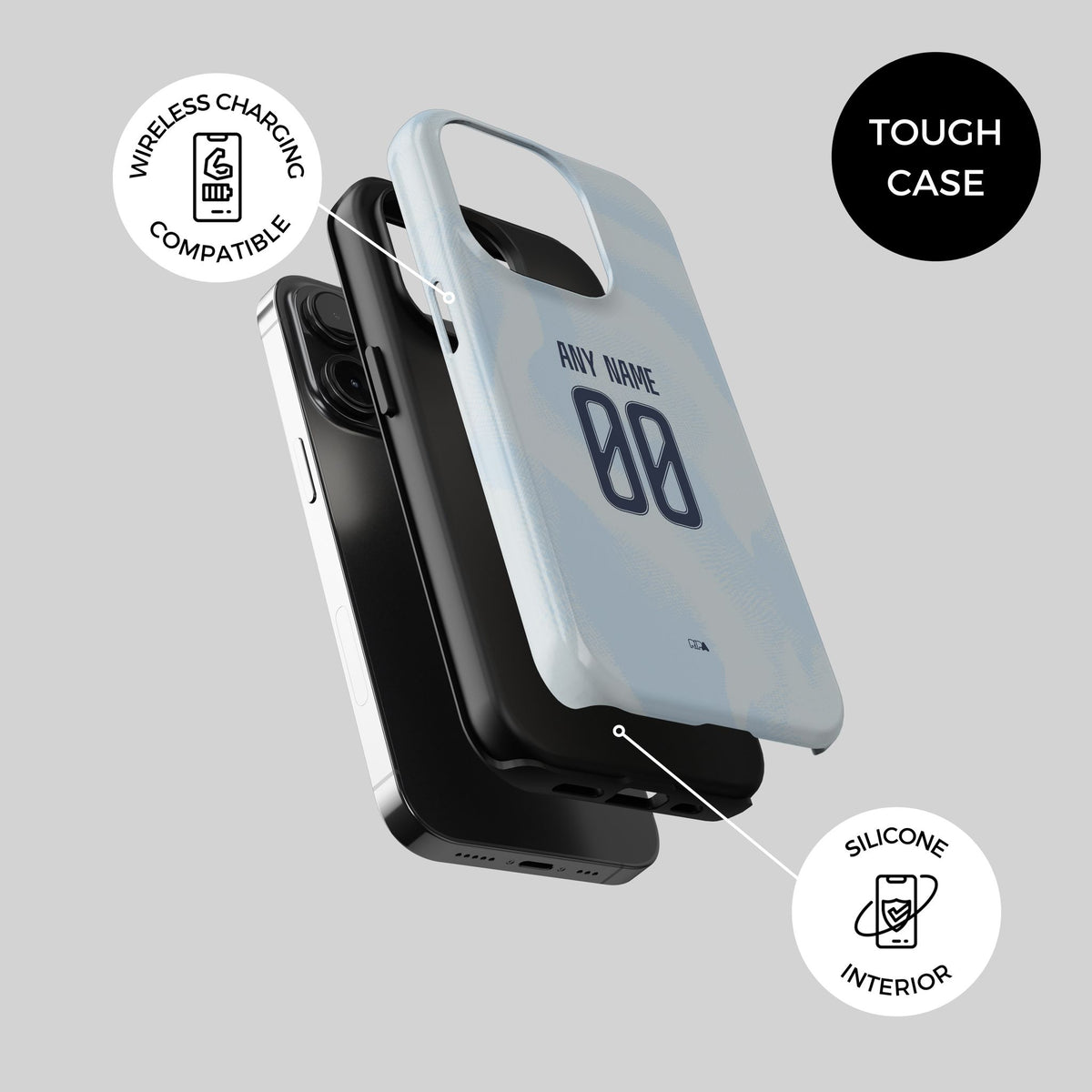 Phone case with the Ajax 2026-27 Third football shirt design by RIPA Football