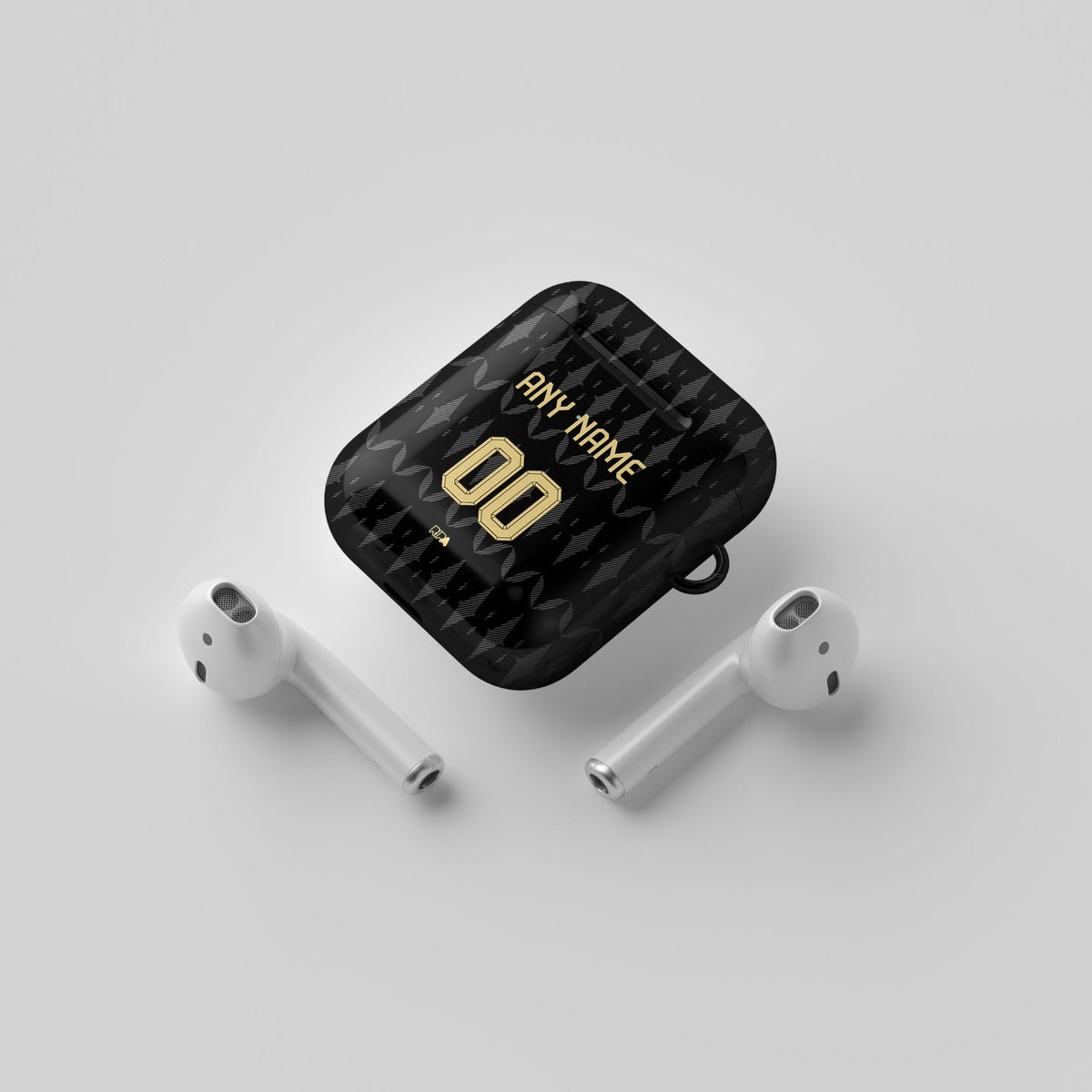 AirPods case with the Aston Villa 2026-27 Away football shirt design by RIPA Football