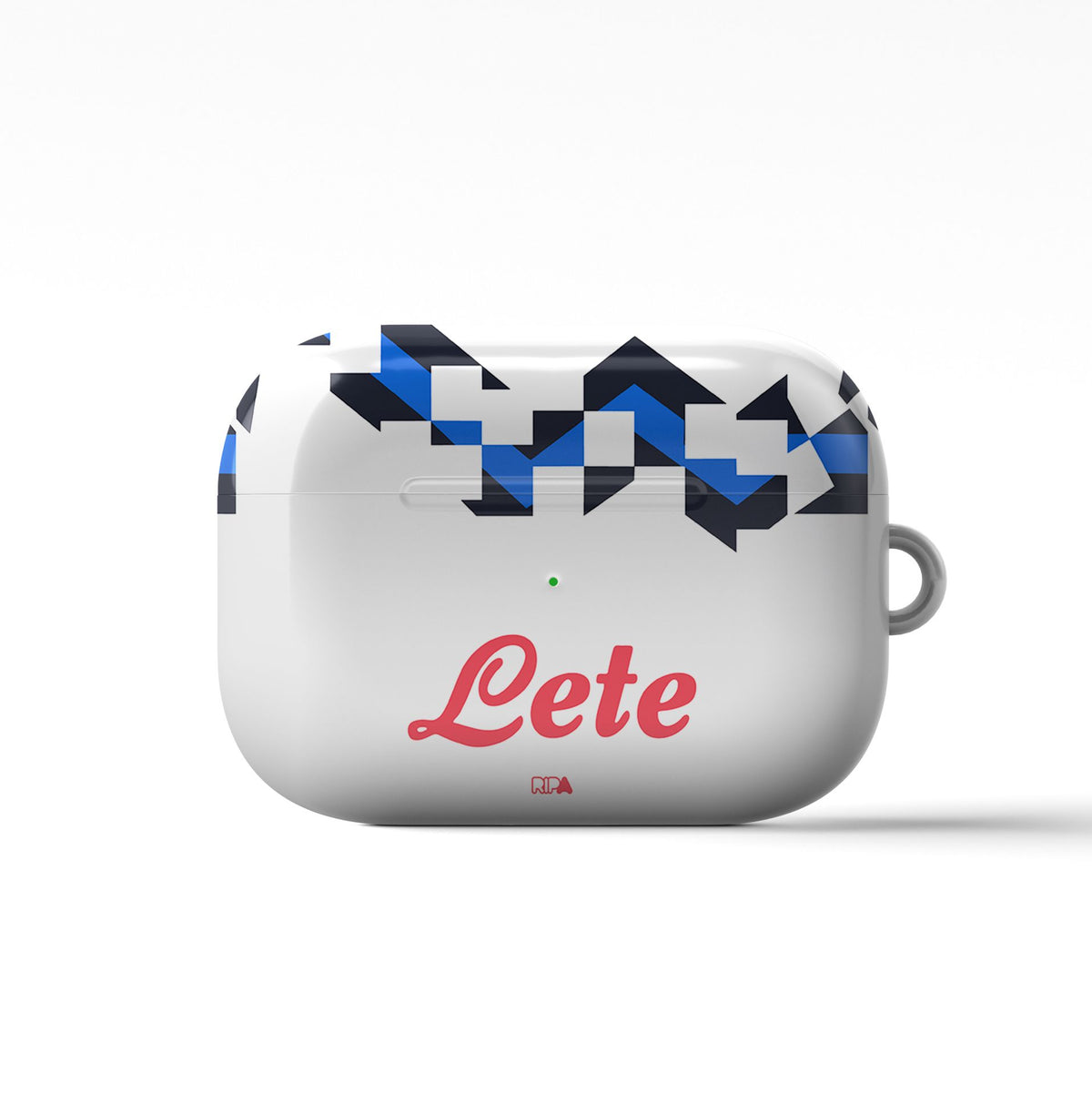 AirPods case with the Atalanta 2026-27 Away football shirt design by RIPA Football