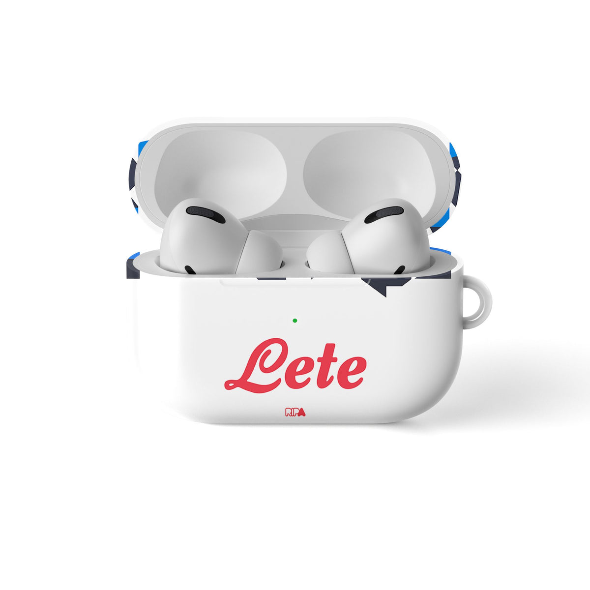 AirPods case with the Atalanta 2026-27 Away football shirt design by RIPA Football
