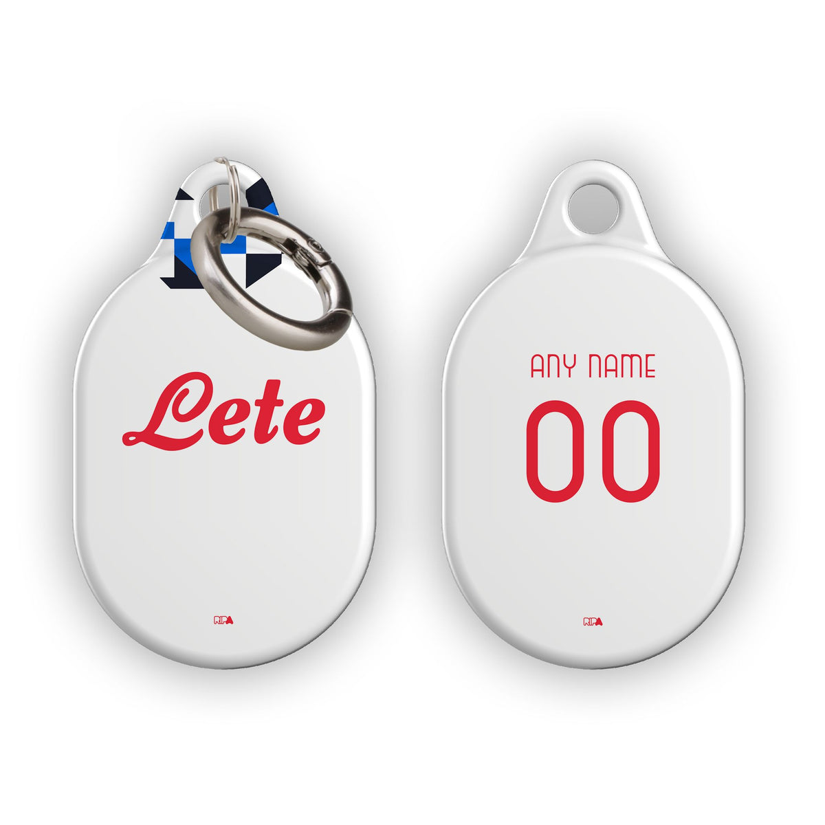 AirTag holder with the Atalanta 2026-27 Away football shirt design by RIPA Football