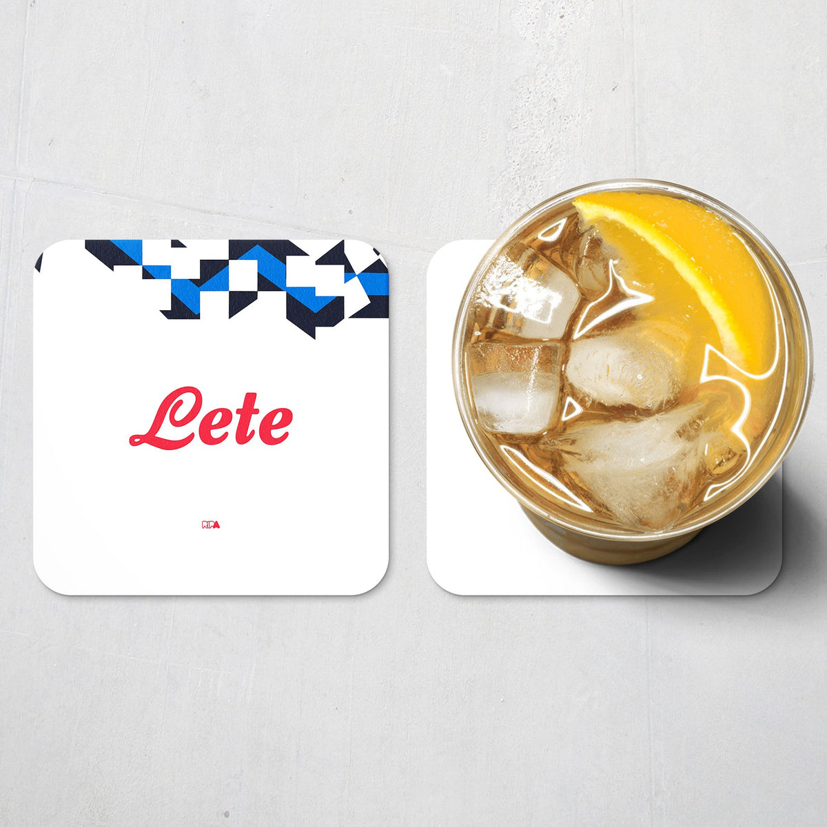 Coaster with the Atalanta 2026-27 Away football shirt design by RIPA Football